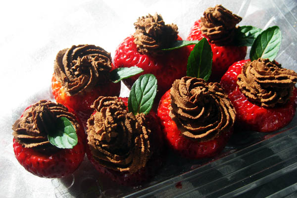 Strawberries stuffed with chocolate